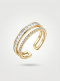 Sophisticated Square Ring | Diamond Studded | Gold Plated