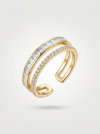 Sophisticated Square Ring | Diamond Studded | Gold Plated