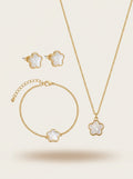 Clover Trio Set | Pendant, Earrings & Bracelet | Gold Plated