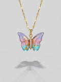 Radiant Butterfly Pendant Necklace | Colored Stone Studded | Adjustable Chain