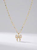 Enchanted Bow Pendant | Diamond Studded | Adjustable Gold Chain