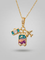 Wanderlust Travel Pendant | Colored Diamond Studded | Adjustable Chain