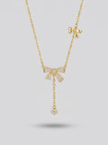 The Belle Bow Pendant | Diamond Studded | Adjustable Chain