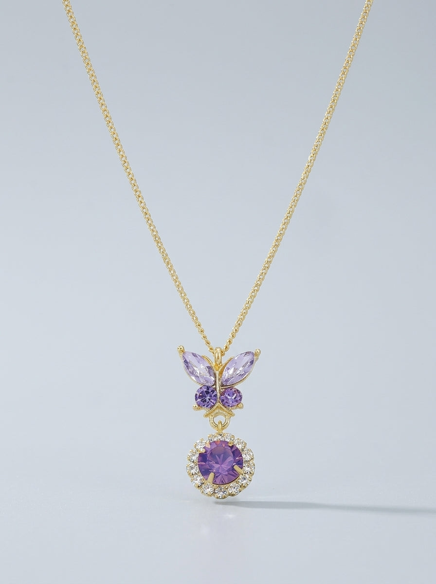 Purple Wings Pendant | Butterfly Design | Diamond Studded