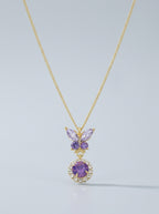 Purple Wings Pendant | Butterfly Design | Diamond Studded