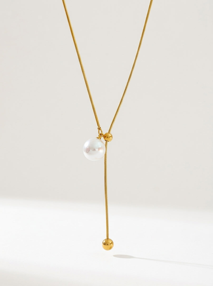 Pearl Cascade Necklace | Anti-Tarnish Pearl Studded | Dual Adjustable