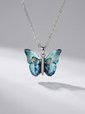 Silver Butterfly Pendant | Colored Stones | Silver Plated