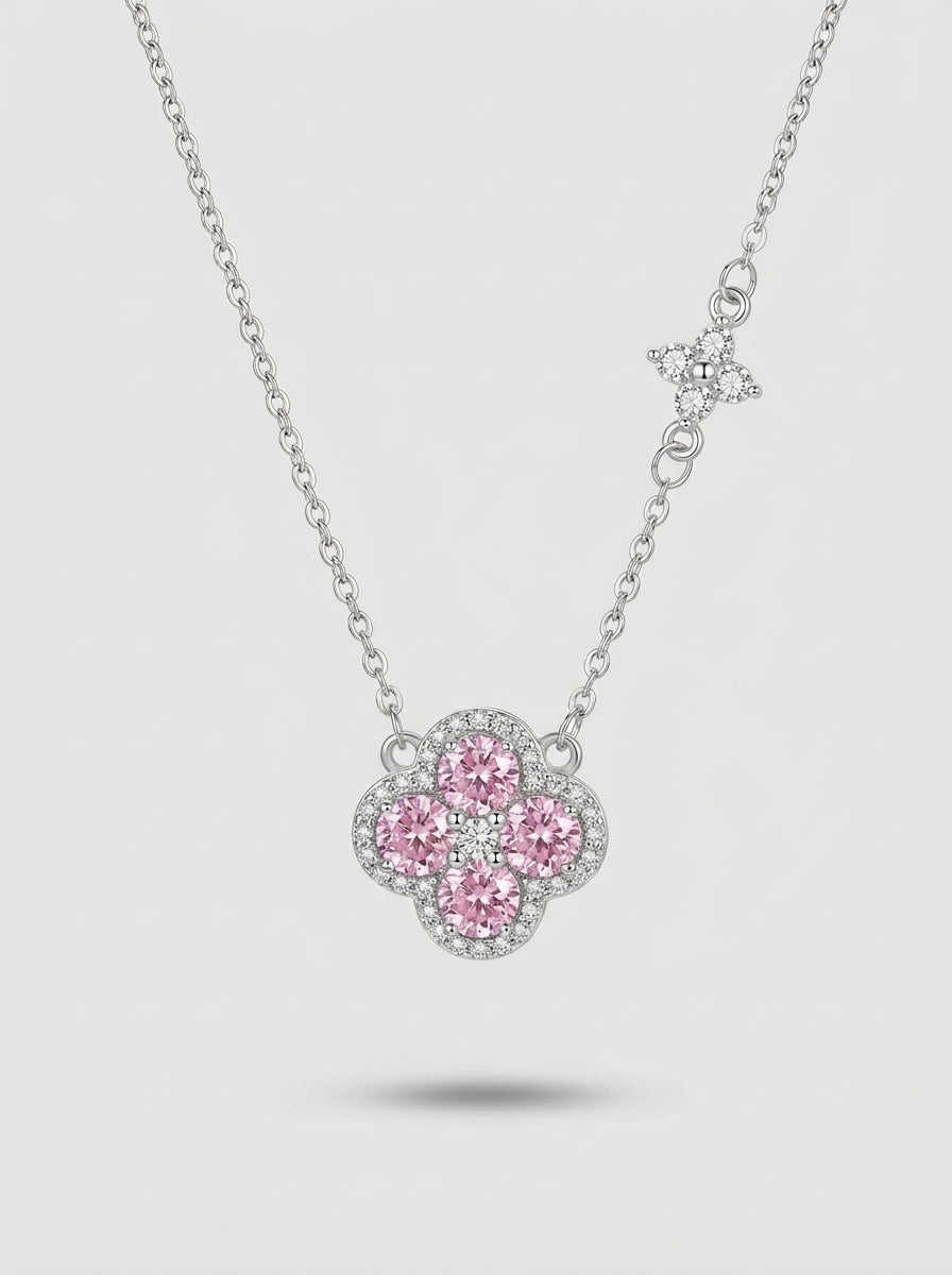 Blush Pink Pendant | Diamond Studded | Silver Plated