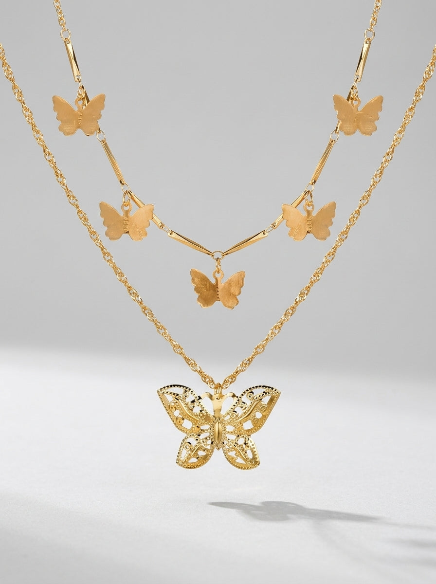 Dual Layer Pendant | Gold Plated | Adjustable Chains