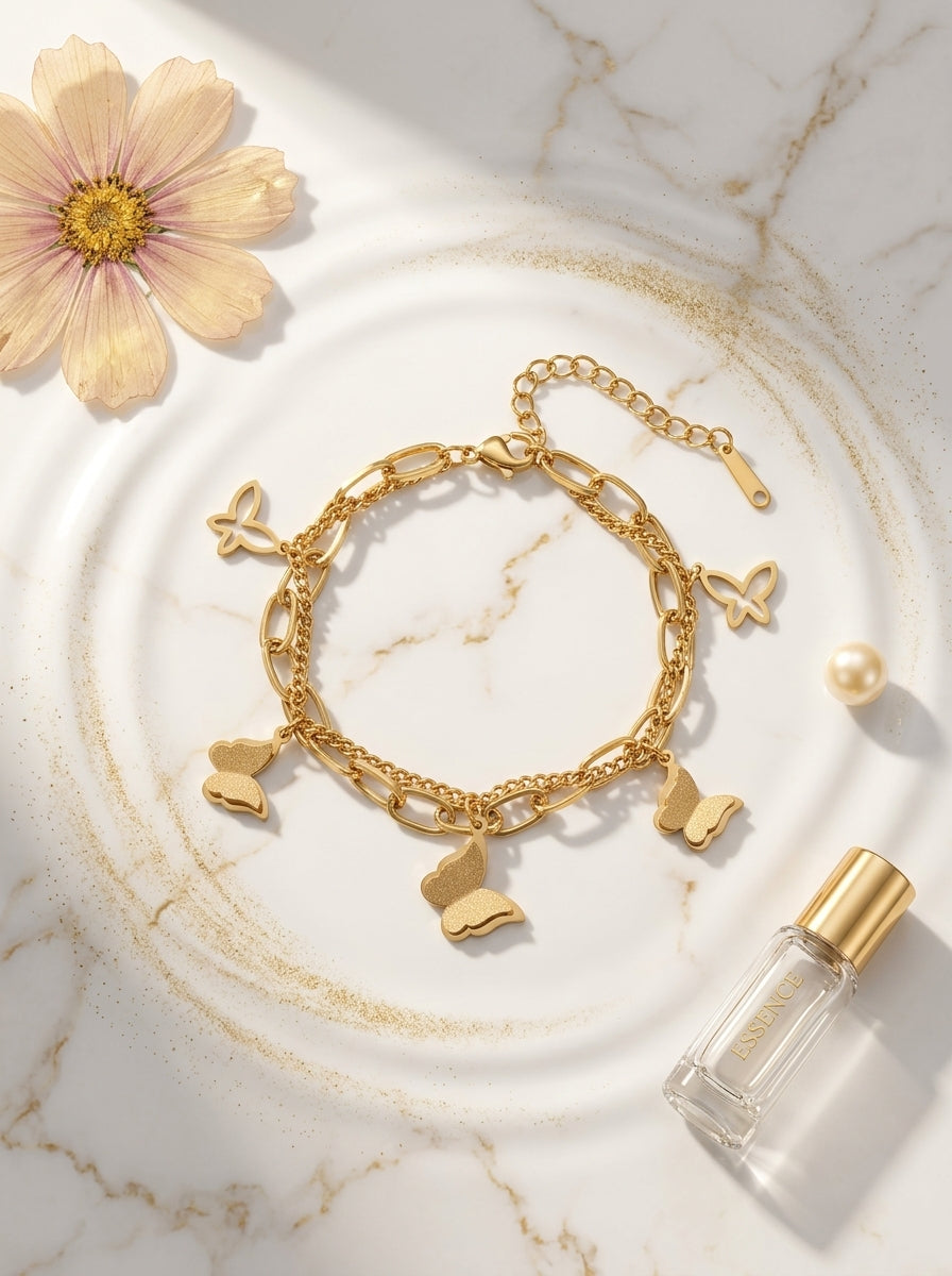 Ethereal Double Layer Bracelet | 18K Gold Plated | Modern Minimalist
