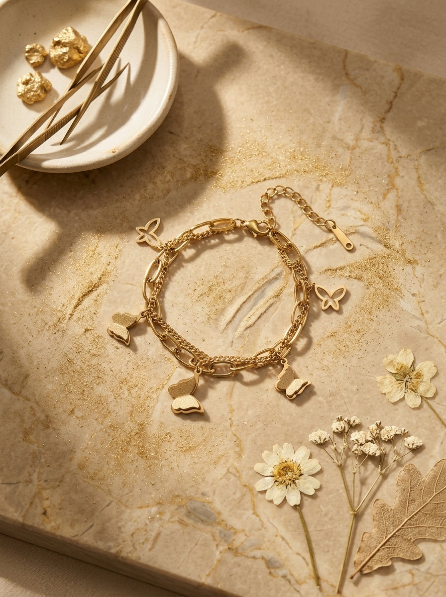 Ethereal Double Layer Bracelet | 18K Gold Plated | Modern Minimalist