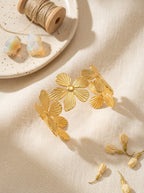 Blooming Garden Cuff Bracelet | Anti-Tarnish Gold Plated | Floral Design