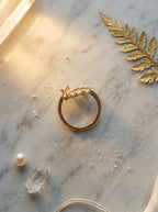 Classic Sparkle Ring | Diamond Studded | Adjustable Gold Plated