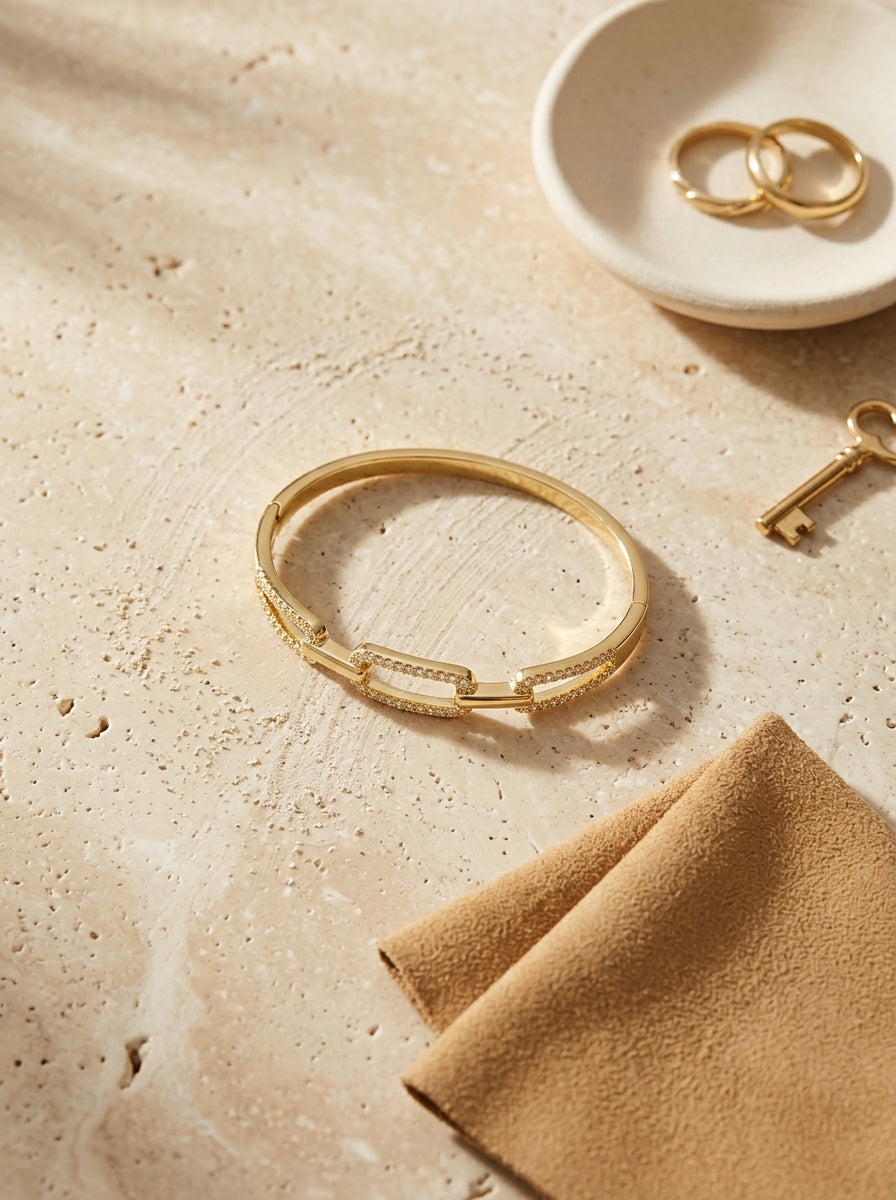 Opulent Diamond Bangle | Gold Plated | Statement Piece