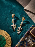 Cascade Elegance Earrings | Diamond Studded | Gold Plated Danglers