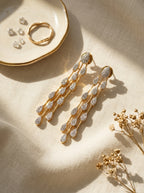 Majestic Linear Earrings | Diamond Studded | Gold Plated Drops