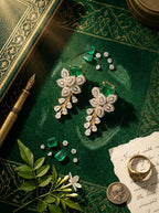 Emerald Garden Studs | Green Stone & Diamond | Gold Plated