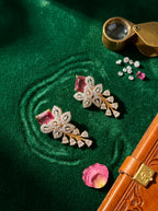Blush Romance Studs | Pink Stone & Diamond | Gold Plated