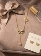 The Belle Bow Pendant | Diamond Studded | Adjustable Chain