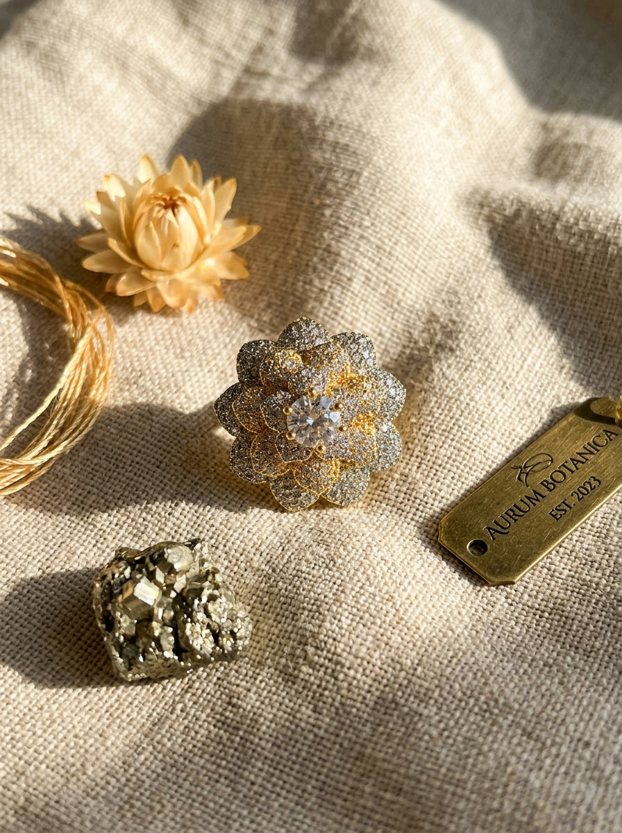 Prestige Statement Ring | Oversized Diamond Design | Gold Plated