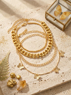 Layered Luxury Bracelet Set | Multi-Strand | Adjustable Gold Plated