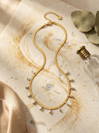 Golden Serpent Chain Necklace | Stone Studded | Anti-Tarnish Steel