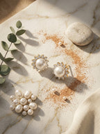 Petite Pearl Elegance Studs | Diamond & Pearl | Gold Plated