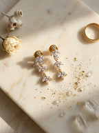 Contemporary Linear Earrings | Diamond Studded | Gold Plated