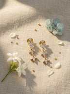 Contemporary Linear Earrings | Diamond Studded | Gold Plated