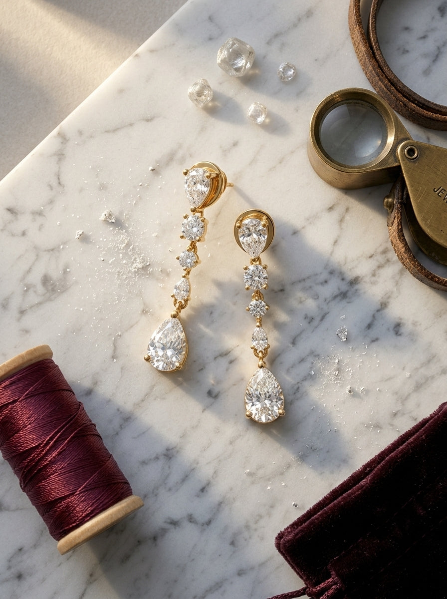 Sleek Bar Earrings | Diamond Studded | Gold Plated