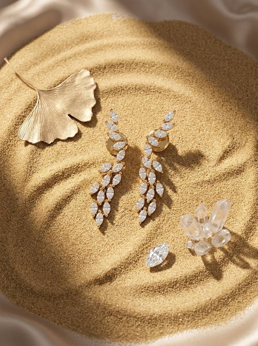 Elegant Drop Earrings | Diamond Studded | Gold Plated