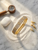 Regal Diamond Bangle | Statement Width | Gold Plated