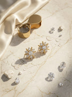 Subtle Elegance Studs | Diamond Studded | Gold Plated