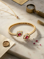 Ruby Radiance Bangle | Red Diamond Studded | Gold Plated
