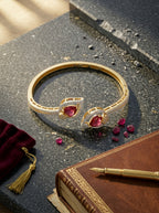 Ruby Radiance Bangle | Red Diamond Studded | Gold Plated