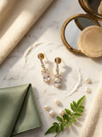Streamline Bar Earrings | Diamond Studded | Gold Plated