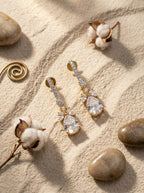 Streamline Bar Earrings | Diamond Studded | Gold Plated