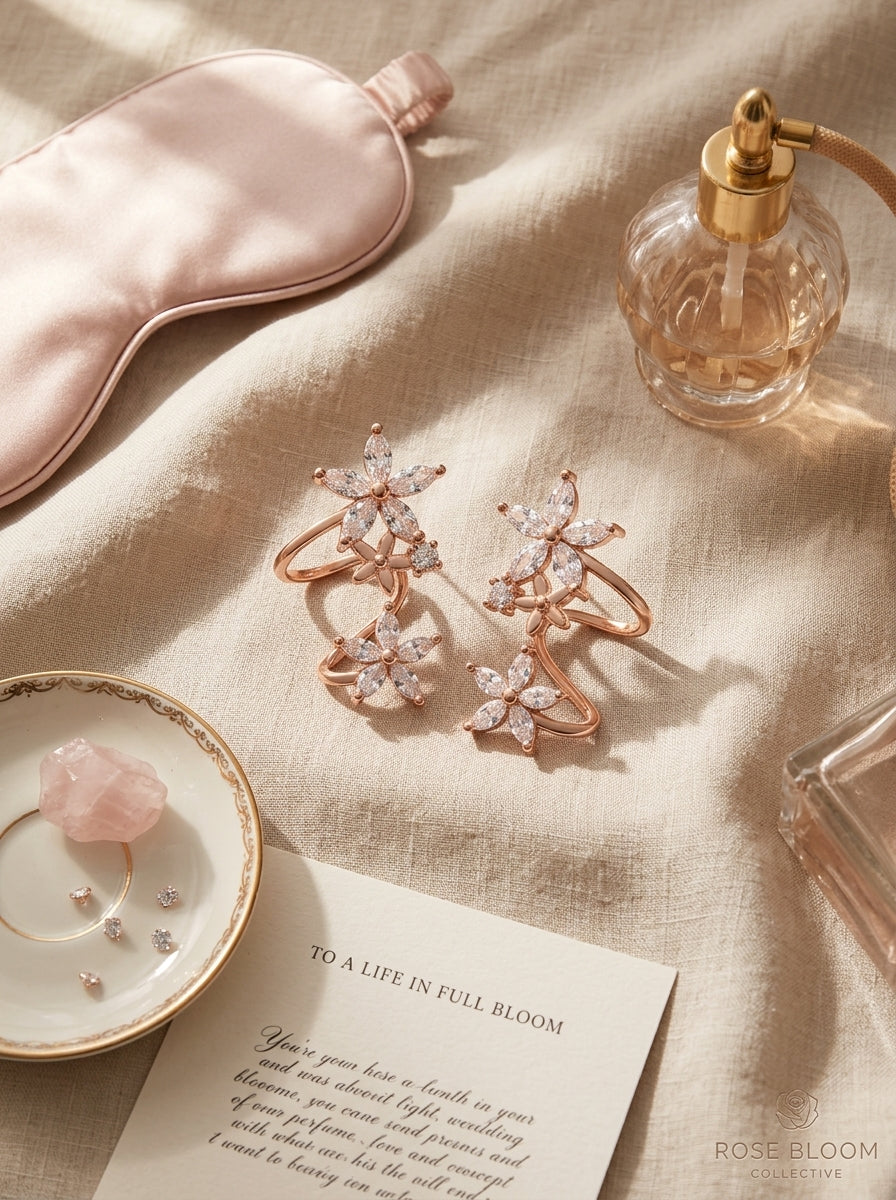 Triple Star Earcuffs | Rose Gold Plated | American Diamond