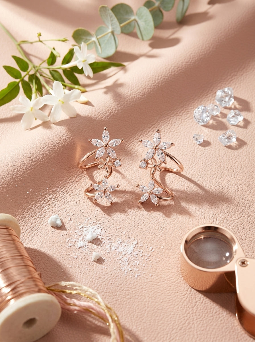 Triple Star Earcuffs | Rose Gold Plated | American Diamond