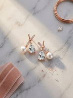 Cross Statement Studs | Rose Gold Plated | Diamond Studded
