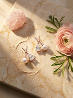 Cross Statement Studs | Rose Gold Plated | Diamond Studded