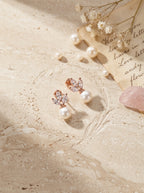 Pearl Dew Drop Earrings | Rose Gold Plated | Korean Style