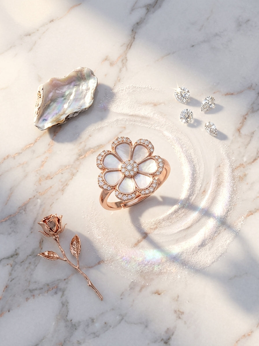 Regal Statement Ring | Large Diamond Head | Rose Gold Plated