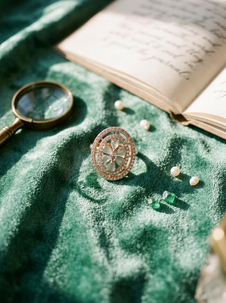 Teal Treasure Ring | Colored Stone | Rose Gold Plated
