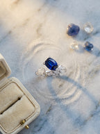 Navy Crushed Ice Ring | Contemporary Design | Anti-Tarnish Silver