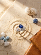 Navy Crushed Ice Ring | Contemporary Design | Anti-Tarnish Silver