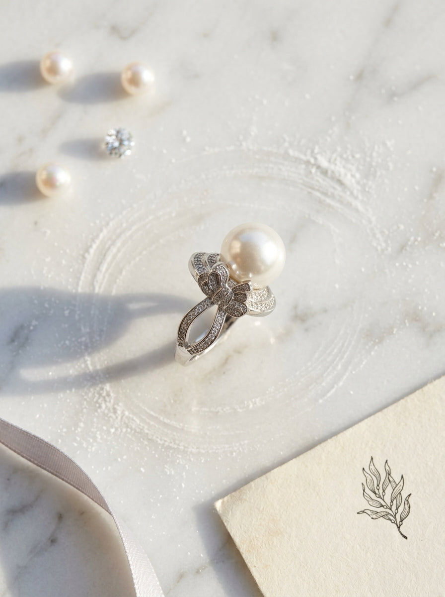 Pearl Romance Ring | Contemporary Styled | Anti-Tarnish Silver