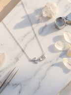 Sleek Lotus Pendant | Diamond Studded | Silver Plated