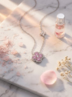 Blush Pink Pendant | Diamond Studded | Silver Plated