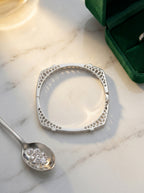 Statement Silver Bangle | Diamond Studded | Elegant Profile